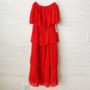 Tiered Off the Shoulder Midi Dress